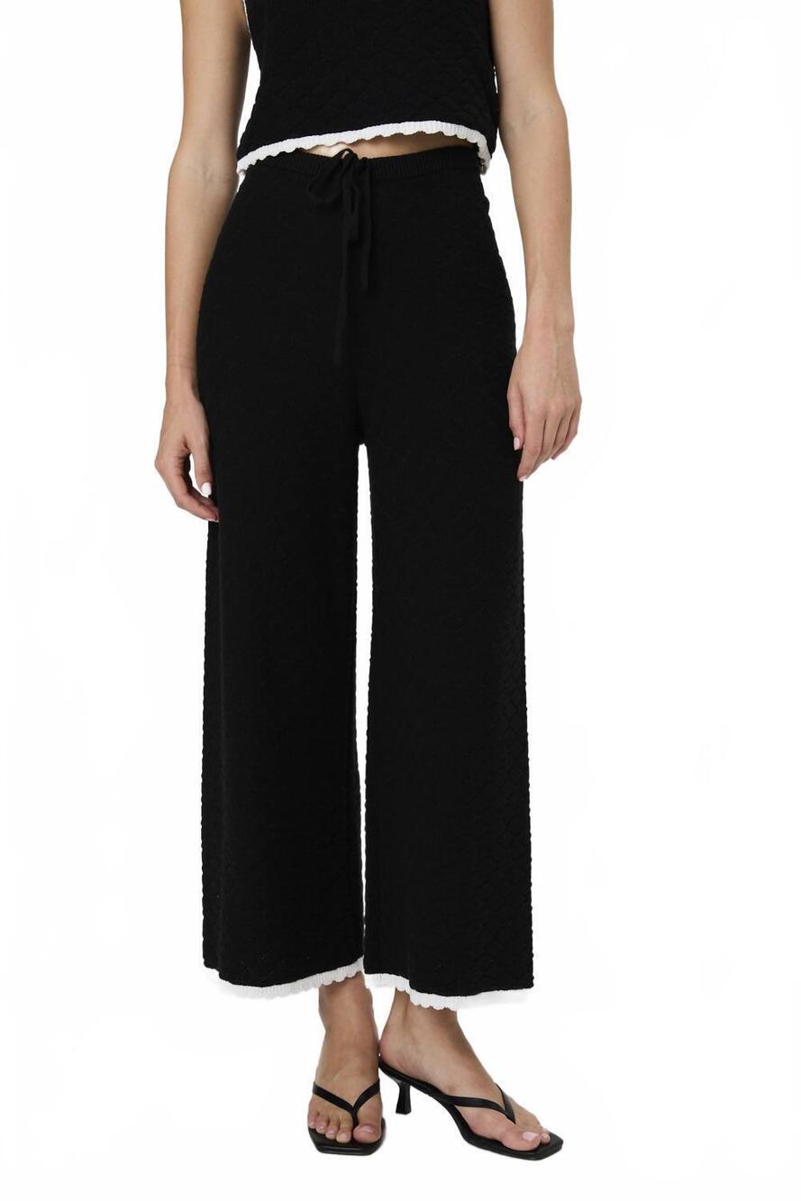 NEW FRENCH CONNECTION teddy diamond knit pants in black summer white